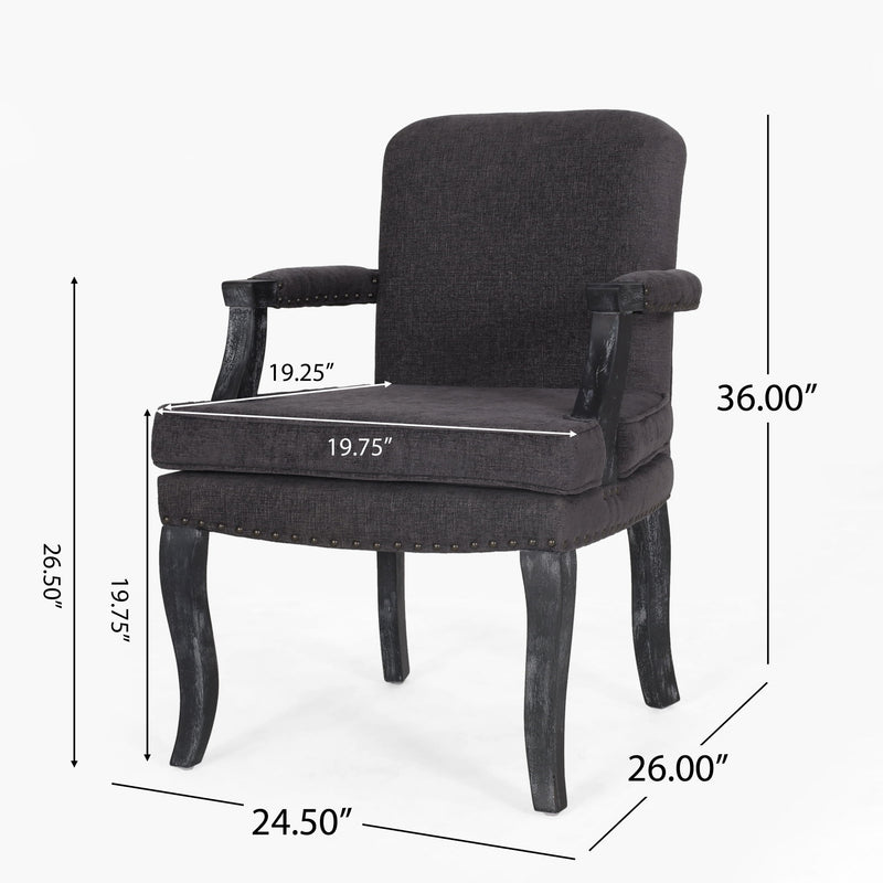 French Country Style Dining Chair With Nailhead Trim
