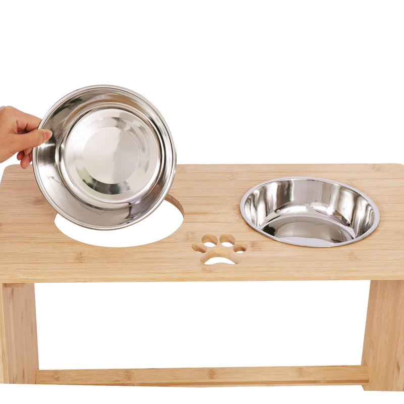 Gardenia - Raised Dog Bowl Stand For Medium Sized Dogs, Elevated Dog Bowls, Bamboo Raised Dog Bowl, Dog Food Bowl Stand, Feeding Station - Natural Wood