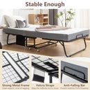 Foldable Metal Frame Bed For Guest With Memory Foam Mattress On Wheels, Saving Space Rollaway Bed