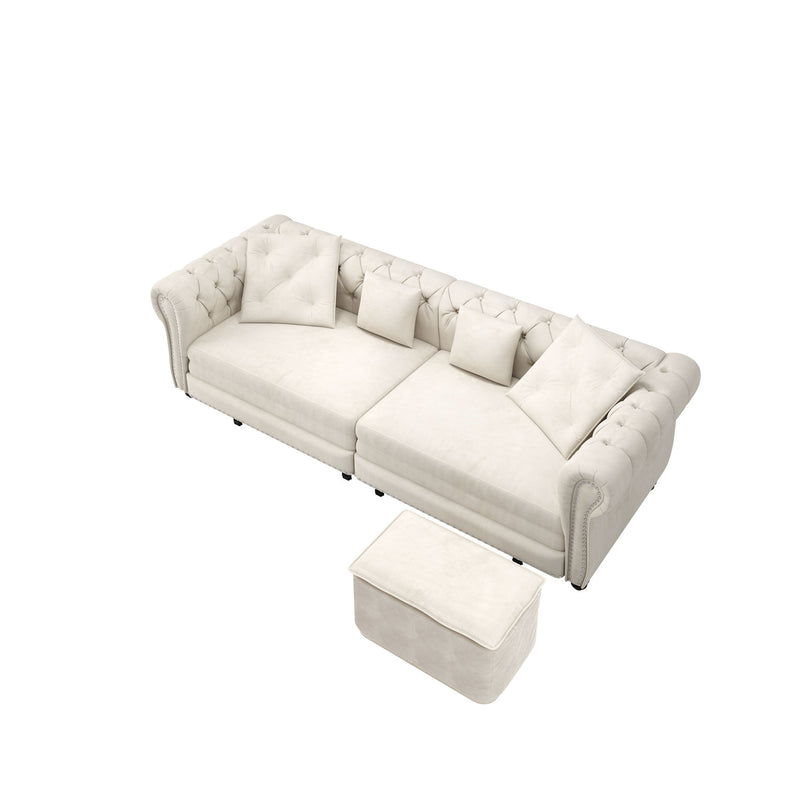 3 In 1 Pull Out Sofa Bed With Movable Ottoman