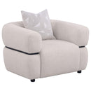 Jeanette - Fabric Upholstered Round Arm Accent Chair - Beige