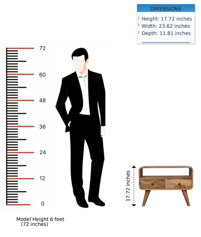Mini Curved Media Unit - Oak