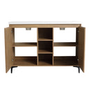 Elegant 48" Freestanding Bathroom Vanity With Double Resin Sink And Storage Rack Soft Close Doors - Imitative Oak
