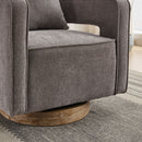 Swivel Accent Open Back Barrel Chair With Weathered Base