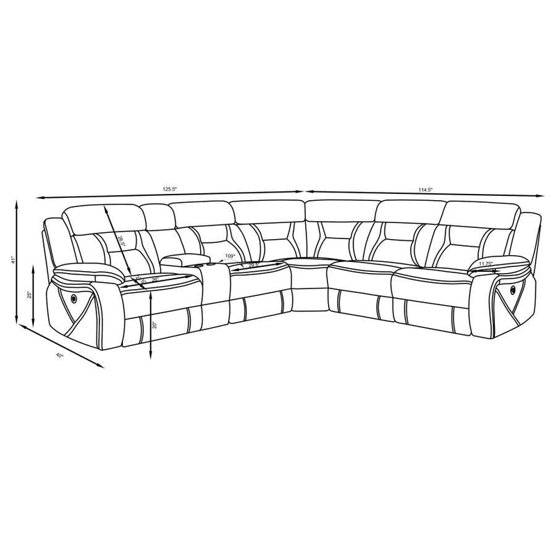 Higgins - Four-Piece Upholstered Power Sectional