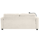 Corduroy Sleeper Sofa Loveseat Sofa With Full Size Mattress, 2 USB Ports, 2 Cup Holders, 2 Side Pockets And Phone Holder