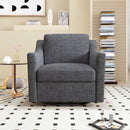 360 Degree Swivel Armchair, Skin Friendly Fabric, Ergonomic Design, Brass Nail Decorative Armchair