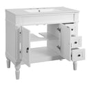 Bathroom Vanity With Ceramic Sink, 2 Doors 3 Drawers, Soft Close Design