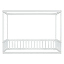 Canopy Frame Floor Bed With Fence, Guardrails