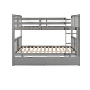 Full over Full Bunk Bed with Drawers and Ladder for Bedroom, Guest Room Furniture-Gray(OLD SKU :LP000205AAE)