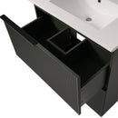 Fluted Bathroom Vanity With Ceramic Sink, Soft Close Slides