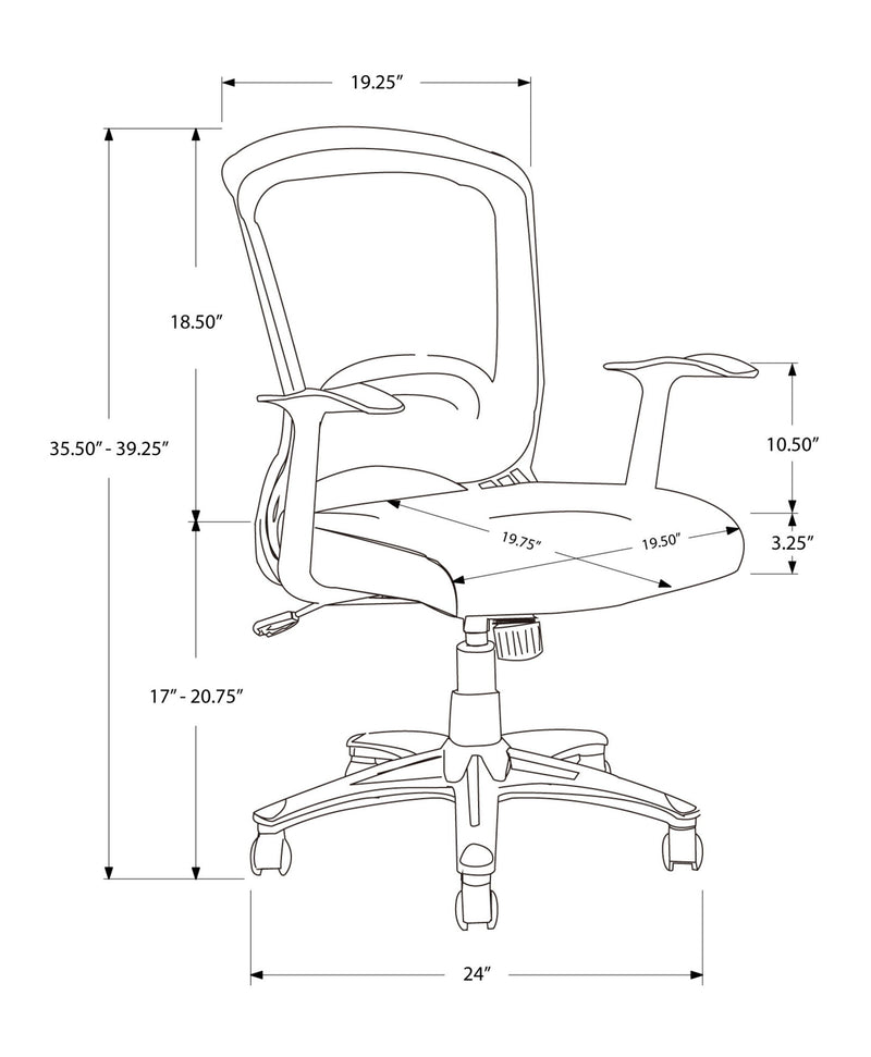 Office Chair, Adjustable Height, Swivel, Ergonomic, Armrests, Mesh - Black