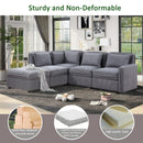 Modular Corduroy Sectional Sofa, Convertible L Shaped Couch Sofa with Storage,  5 Seat Sofa Couch for Living Room, Dark Gray