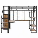 Loft Bed With Storage Staircase And Small Wardrobe, Built - In Desk And Storage Shelves