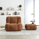 Modern Indoor Fluffy Bean Bag Chair With Memory Foam And Ottoman, Super Soft