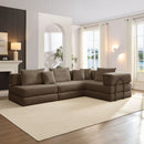 Modular L Shaped Floor Living Room Sofa Set With 6 Pillows