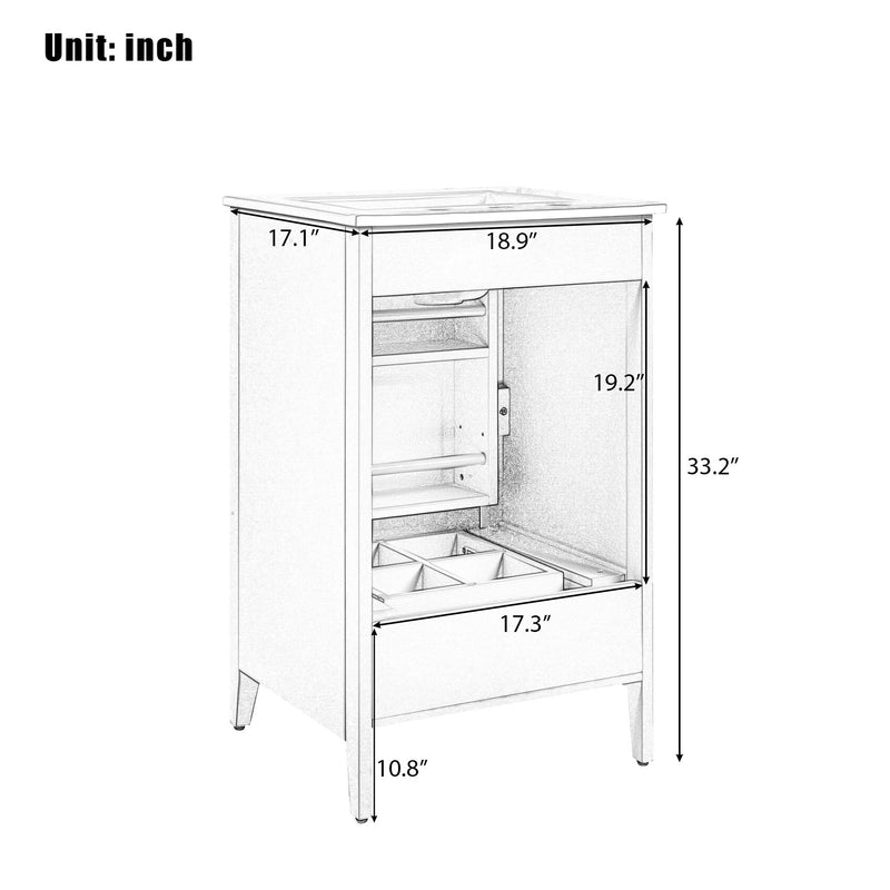 Modern Bathroom Vanity With Sink, Functional Drawer, Soft- Closing Door