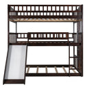 Full-Over-Full-Over-Full Triple Bed with Built-in Ladder and Slide , Triple Bunk Bed with Guardrails, Espresso(OLD SKU :LP000052AAP)