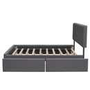 Upholstered Platform Bed With Classic Headboard And Drawers, No Box Spring Needed