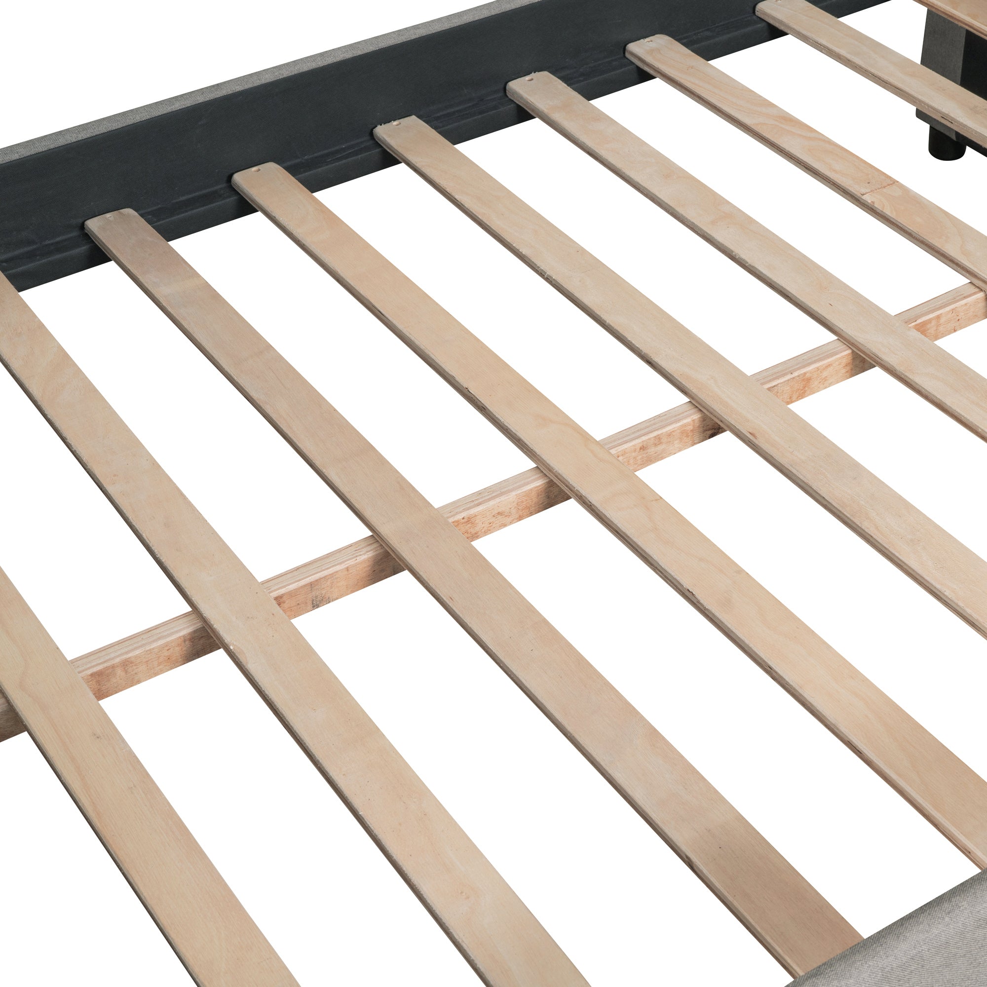 Full size Upholstered Daybed with Twin Size Trundle, Wood Slat Support, Gray(OLD SKU :LP000118AAE)