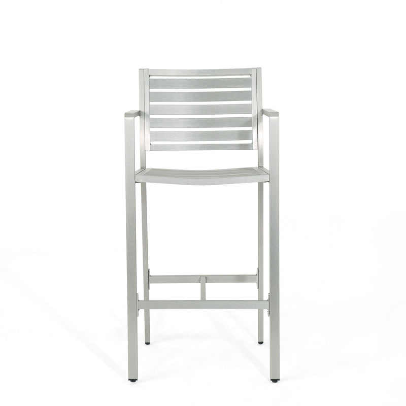 Outdoor Aluminum Rust Proof Barstools (Set of 2) - Silver