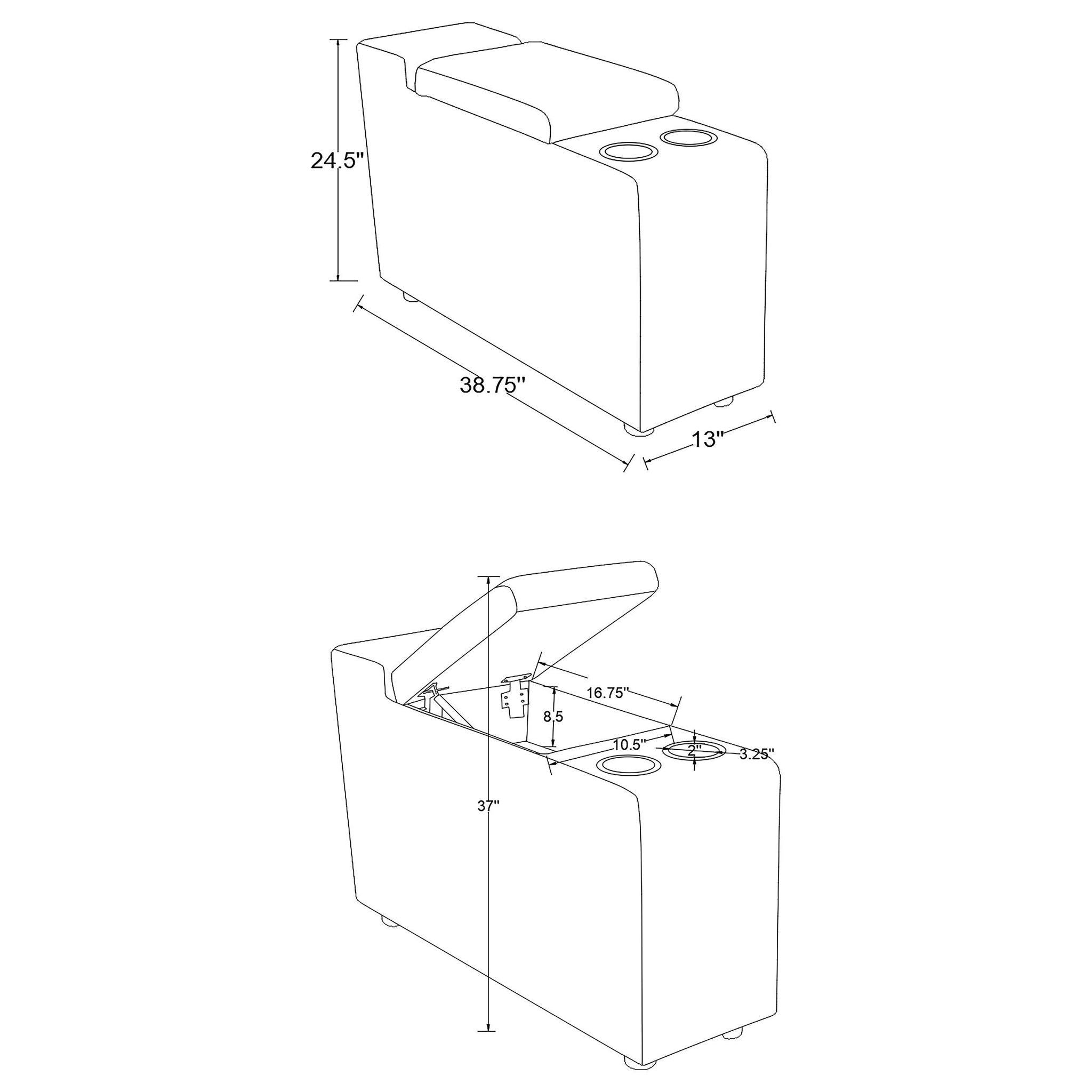 Collins Upholstered Modular Storage Console Dark Grey