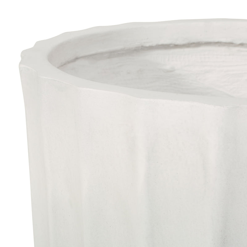 Planter With Subtle Pleated Design - Antique White