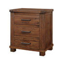 Rustic Farmhouse Nightstand (Set of 2) With 3 Drawers - Natural