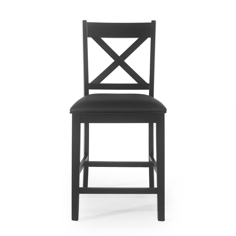 Farmhouse Style Counter Height Chair With Upholstered Seat