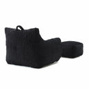 Giant Plush Bean Bag Chair With Armrests And Footstool