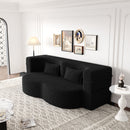 Modern Floor Sofa, With 2 Pillows, Convertible Teddy Fabric Foam Filled Bed
