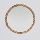 Decorative Round Hanging Wall Mirror With Bead Design Frame - Natural