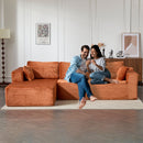 Compression Sectional Couch With Comfy Chaise, Boneless L Shape Sofa With Deep Seat