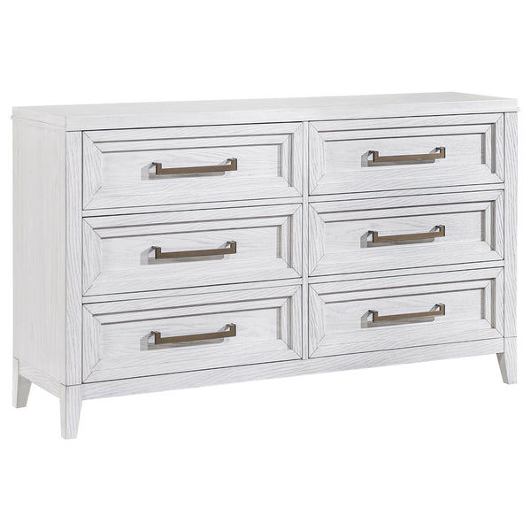 Marielle - 6-Drawer Bedroom Dresser - Distressed White