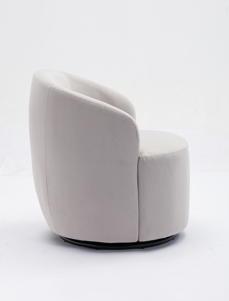 Velvet Fabric Swivel Accent Armchair Barrel Chair With Powder Coating Metal Ring