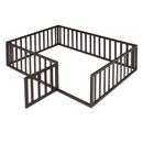 Full Size Wood Daybed Frame with Fence, Walnut(OLD SKU:WF289662AAL)