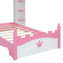 Castle Shaped Bed With Storage Shelf, Dreamy Platform Bed For Kids Bedroom