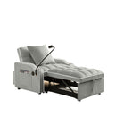 Convertible Velvet 3 In 1 Sofa Bed With Adjustable Sleeper Chair And Multi Pockets