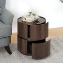 Elegant Italian High Grade Double Layer Storage Round Side Table - Brown / Black