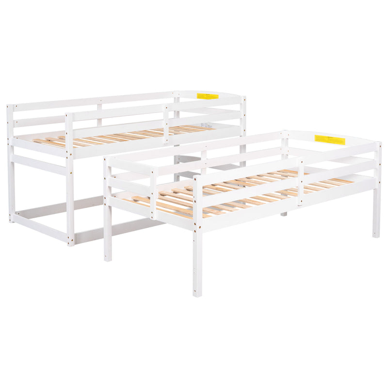 Twin Size Triple Bunk Bed With Storage Staircase, Separate Design - White