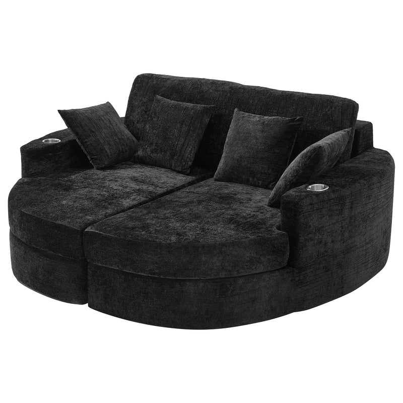 Boneless Design Upholstered Sofa Bed With Cup Holders