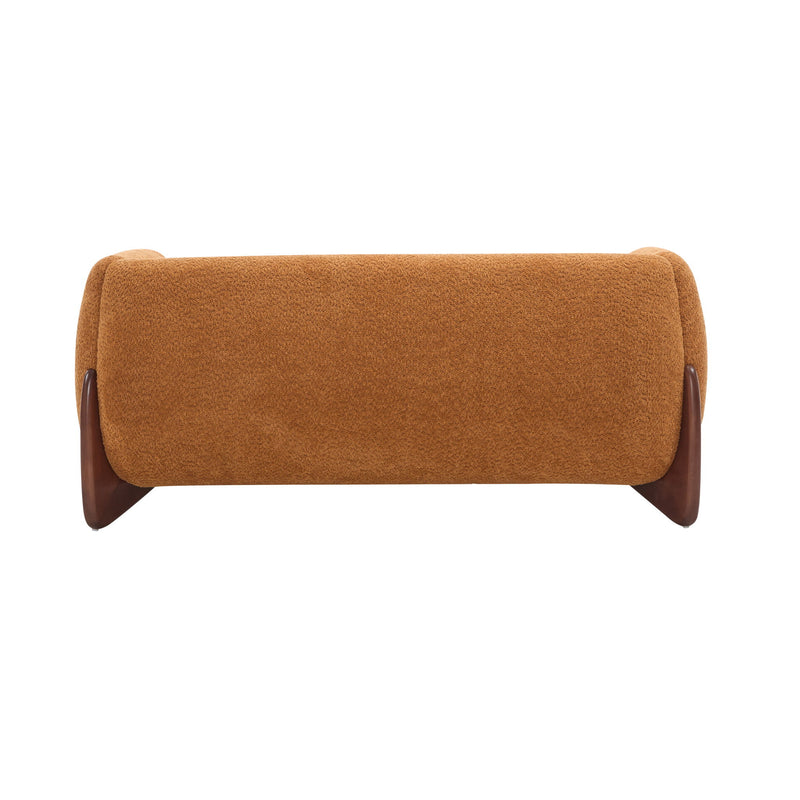 Contemporary Boucle Sherpa Sofa With Birch Wood Legs