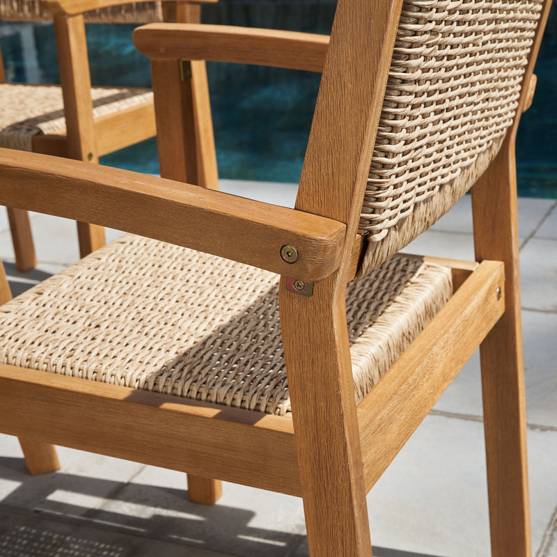 Mauricio - 7 Piece Dining Set With Stacking Chair - Natural / Light Brown