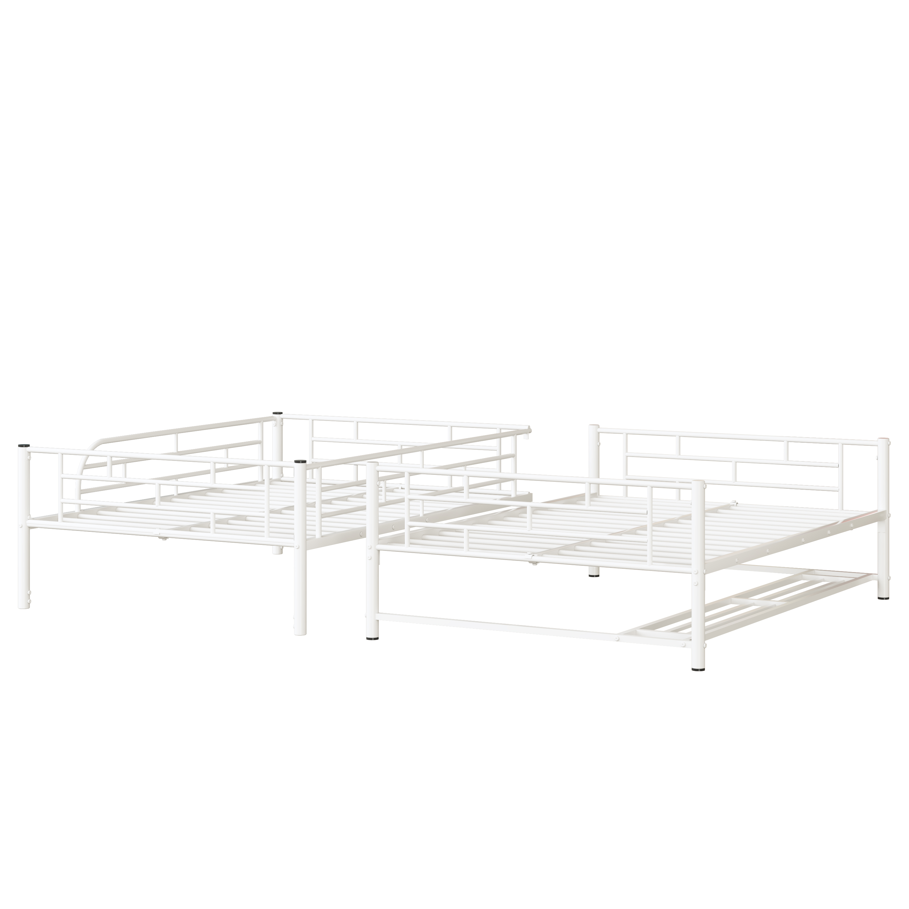 Full Over Full Metal Bunk Bed with Shelf and Guardrails, White - Atlantic Fine Furniture Melbourne FL