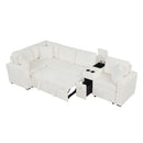 Contemporary L Shaped Convertible Sofa Bed With Pull Out Bed, Cup Holders, And Storage