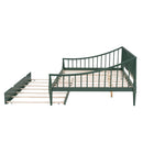 Full Size Daybed with Trundle and Support Legs, Green