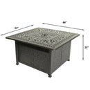 Elegant Cast Aluminum Square Fire Table With Fire Glass And Cover - Antique Bronze