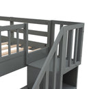 Stairway Bunk Bed With Storage And Guard Rail For Bedroom