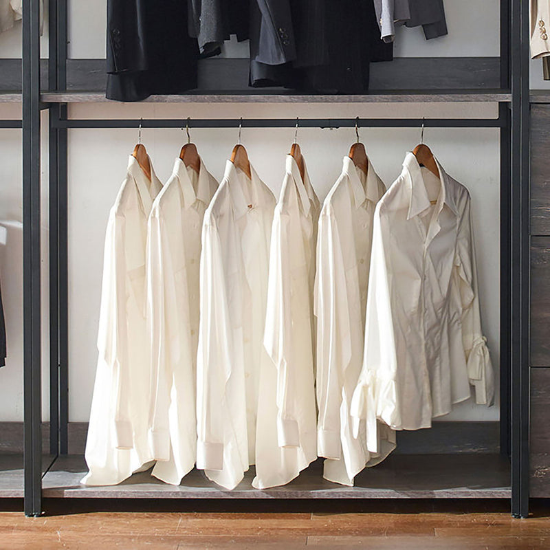 Monica - Wood Walk In Closet System With Spacious Drawer In Wood And Metal Frame - Gray