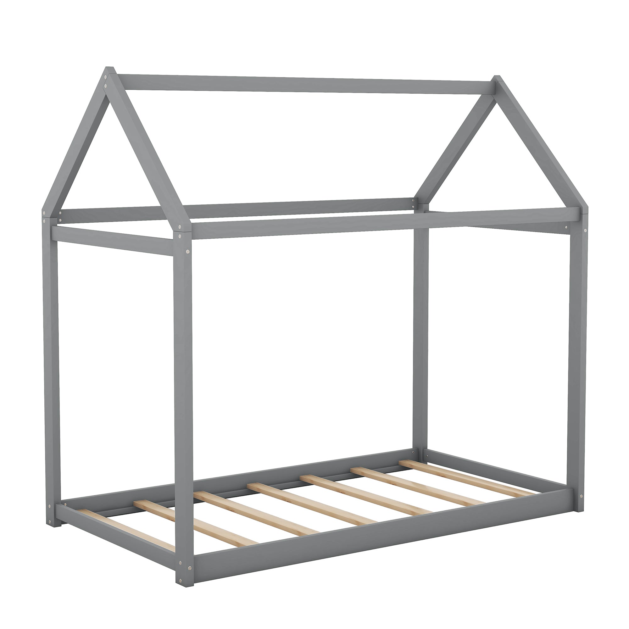 Twin Size Wooden House Bed, Gray - Atlantic Fine Furniture Melbourne FL
